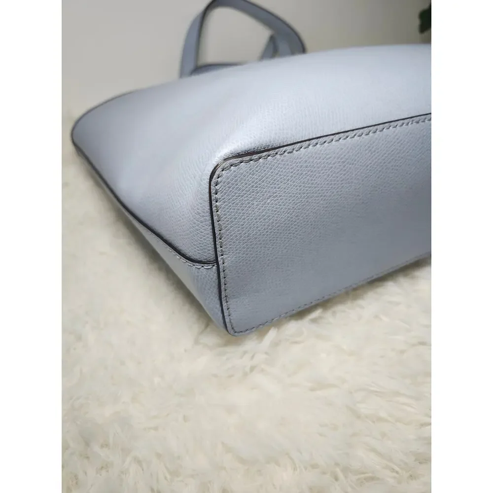 Michael Kors Light Blue Leather Tote with Gold Plaque - Picture 12 of 15